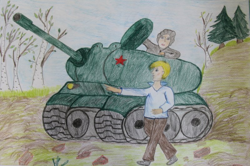 Детский рисунок танкист фото