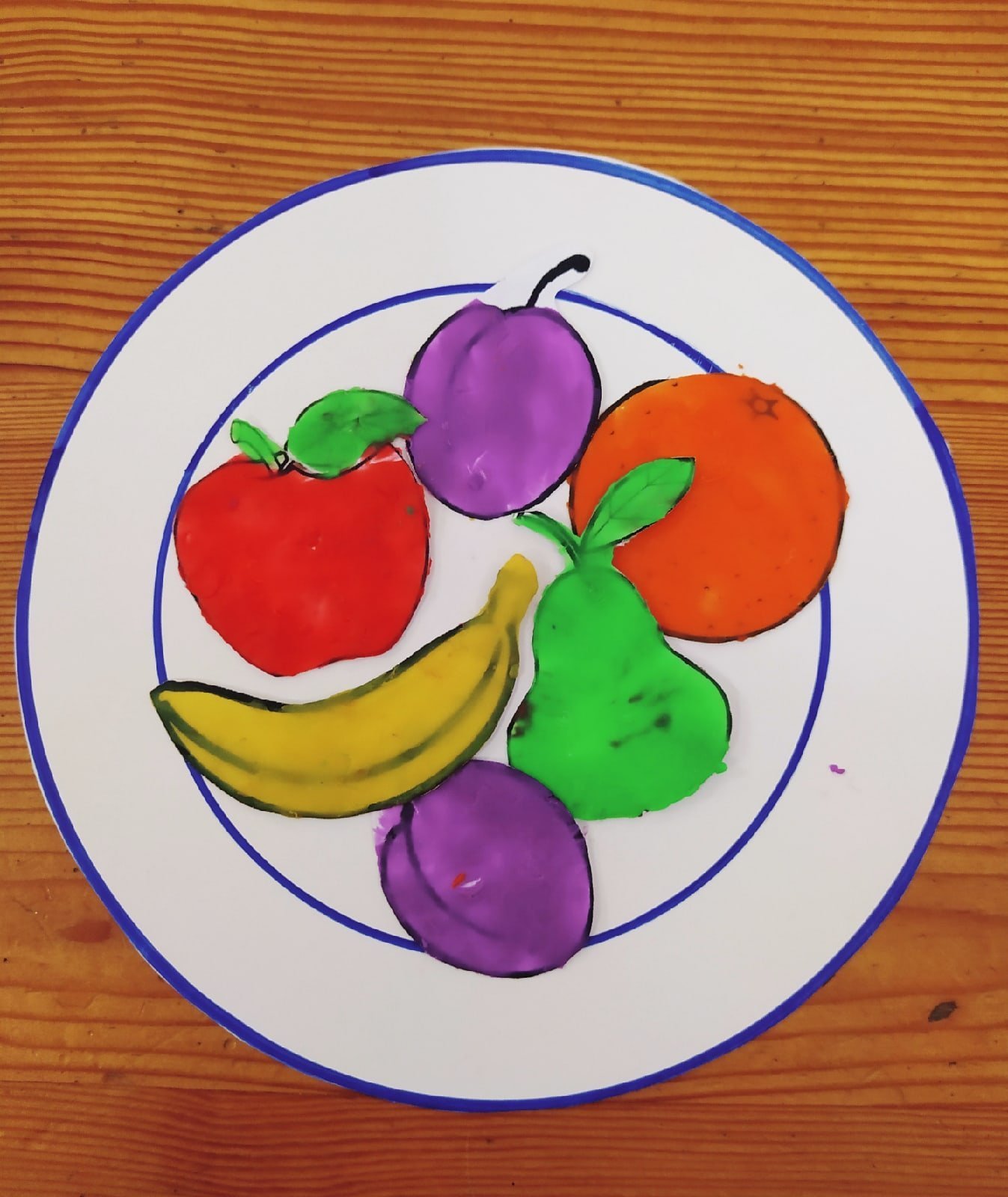 Детский рисунок тарелка с фруктами фото