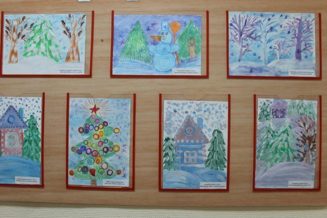 Детский рисунок в детский сад зимушка зима фото