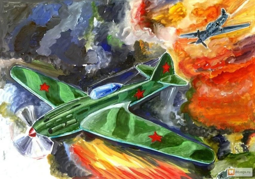 Детский рисунок военный самолет фото