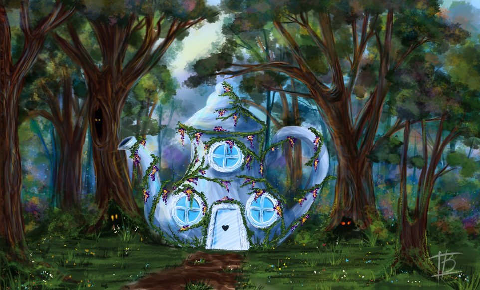 Детский рисунок волшебный лес фото