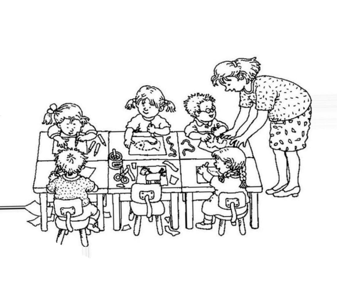 Детский сад черно белый рисунок фото