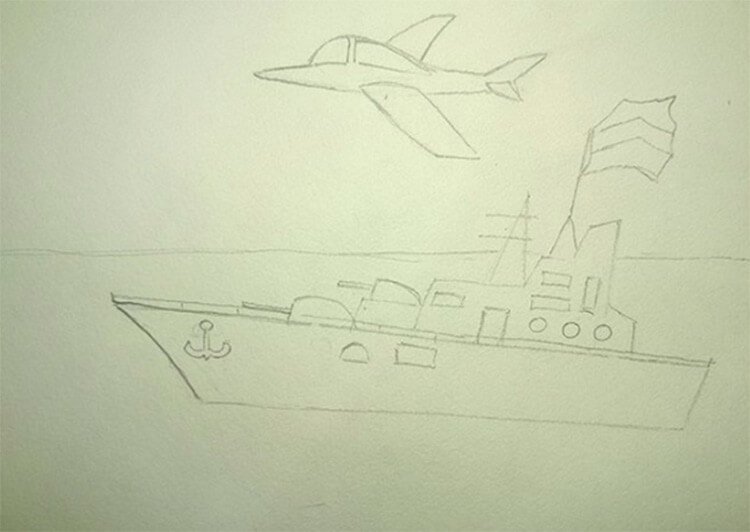 Детский военный корабль рисунок фото