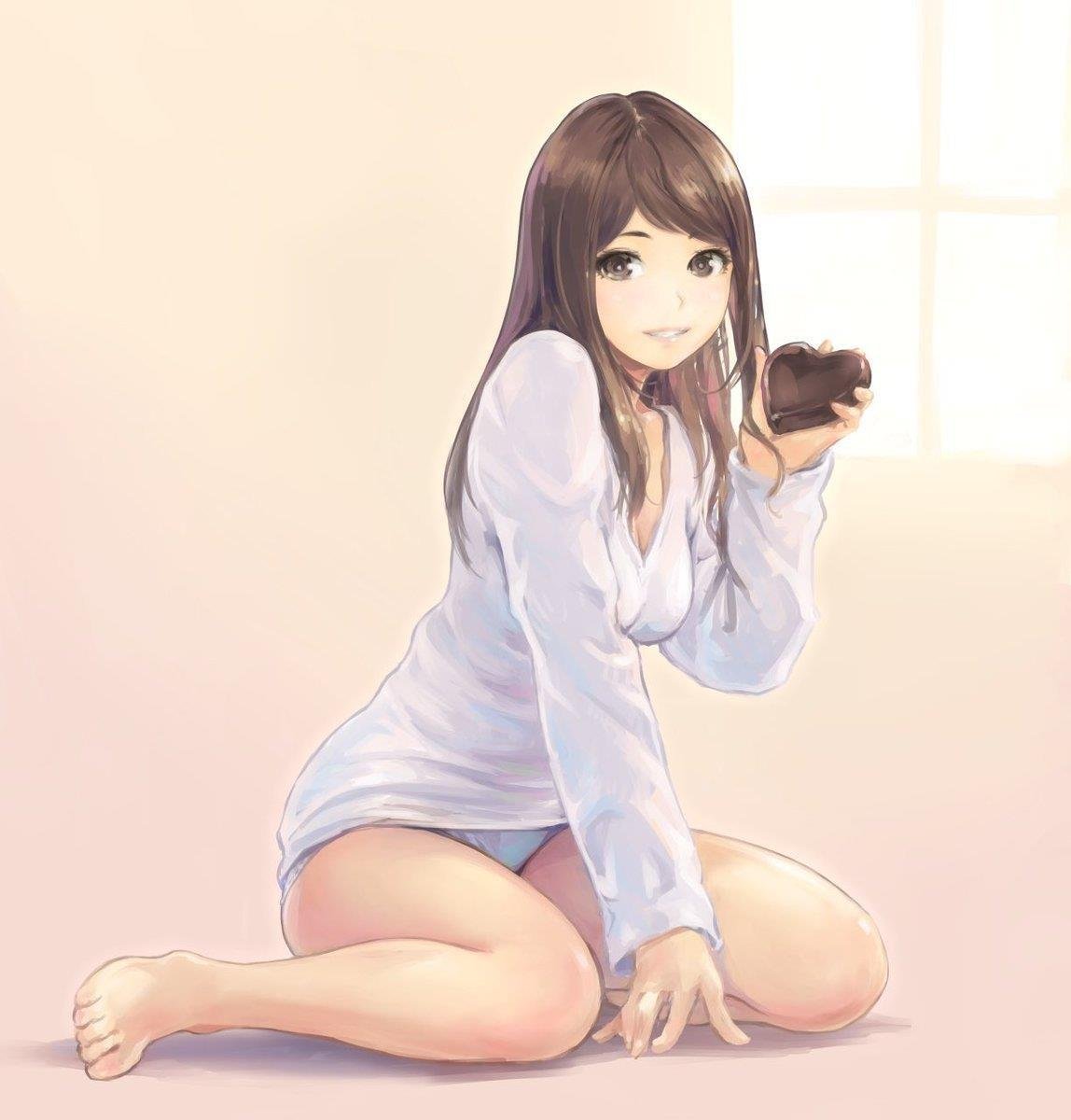 Девушка сидит на полу рисунки аниме фото
