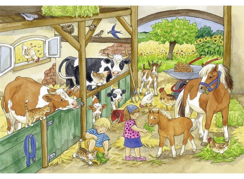 Домашние животные во дворе рисунок фото