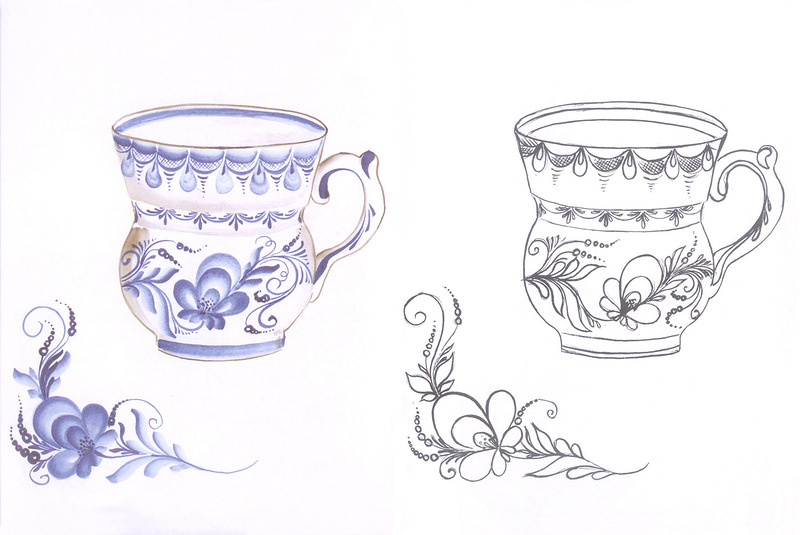 Эскиз чашки с рисунком фото