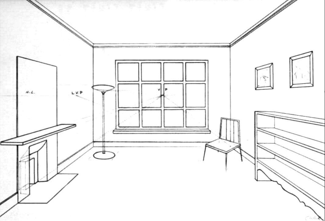 Эскиз интерьера своей комнаты рисунок фото