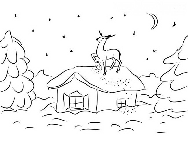 Эскиз рисунка зимняя сказка фото