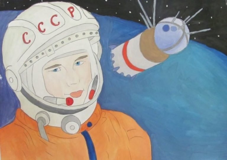 Гагарин юрий рисунок детский фото