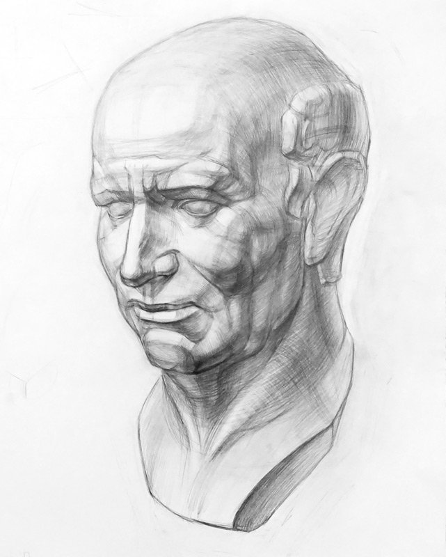 Гипсовая голова римлянина рисунок поэтапно фото