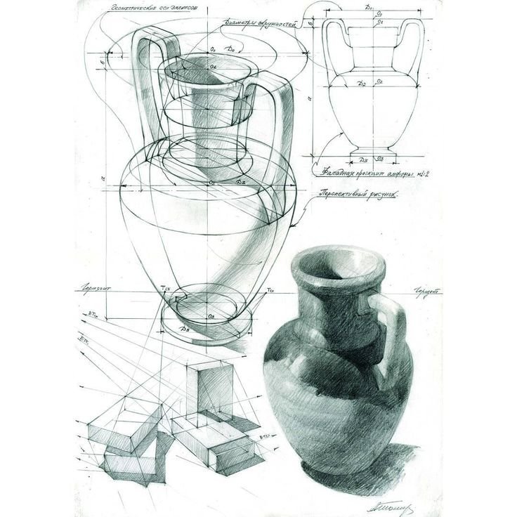 Гипсовая ваза академический рисунок поэтапно фото