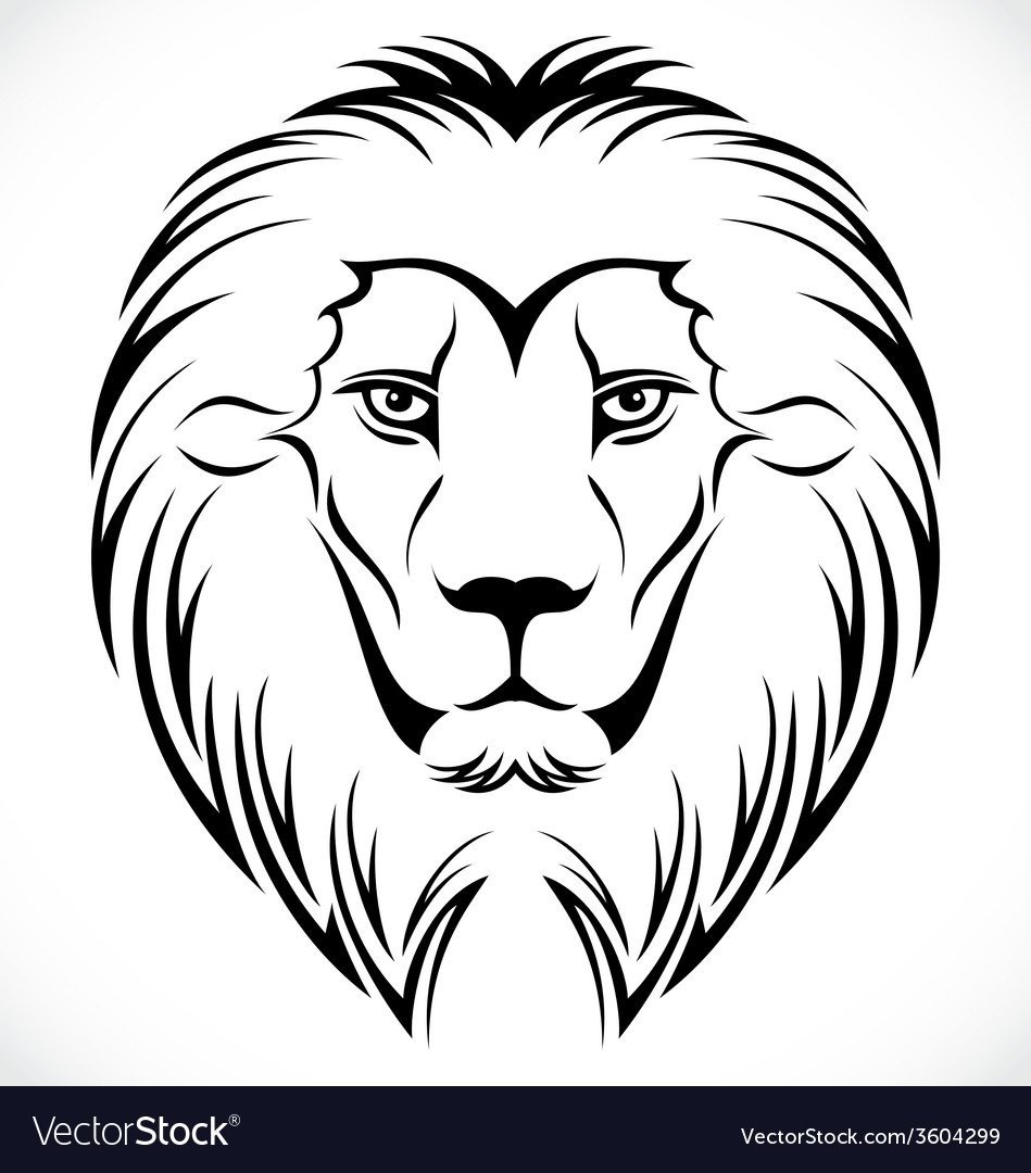 Голова льва контурный рисунок фото