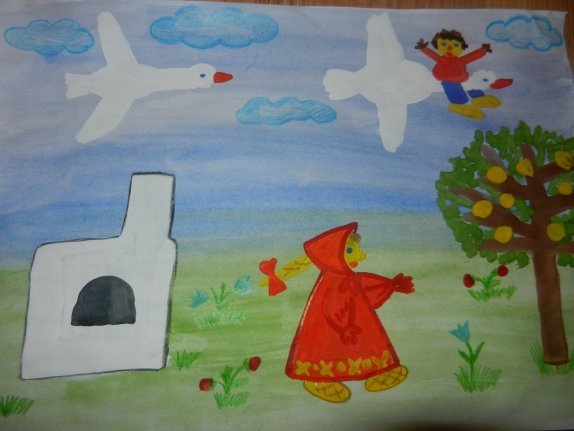 Гуси лебеди сказка рисунок детский фото