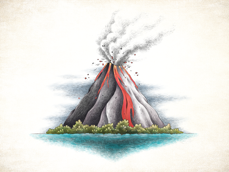 Извержение вулкана рисунок детский фото
