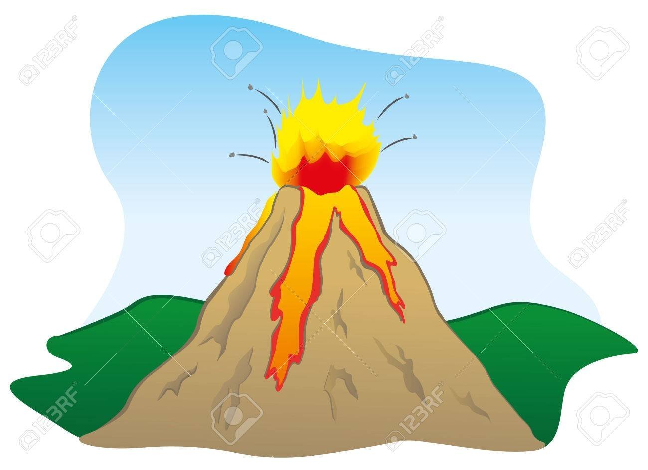 Извержение вулкана рисунок поэтапно фото