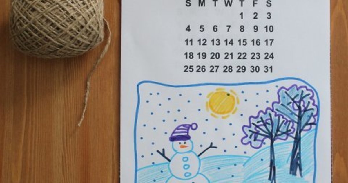 Календарь с детскими рисунками фото