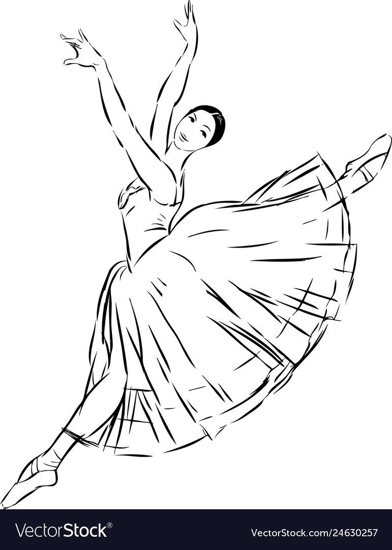 Контурный рисунок балерина фото