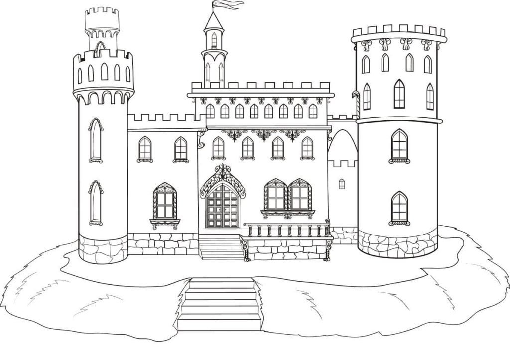 Контурный рисунок дворец фото