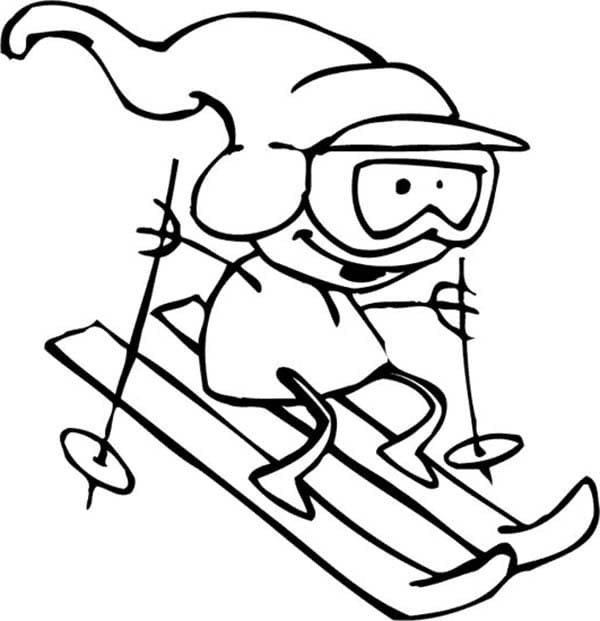 Контурный рисунок лыжника фото