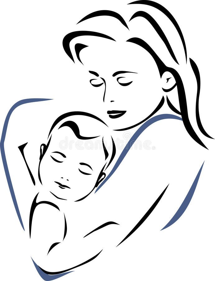 Контурный рисунок мамы с сыном фото