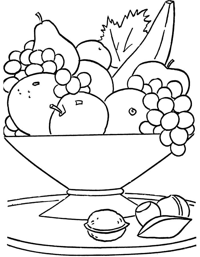 Контурный рисунок натюрморт с фруктами фото
