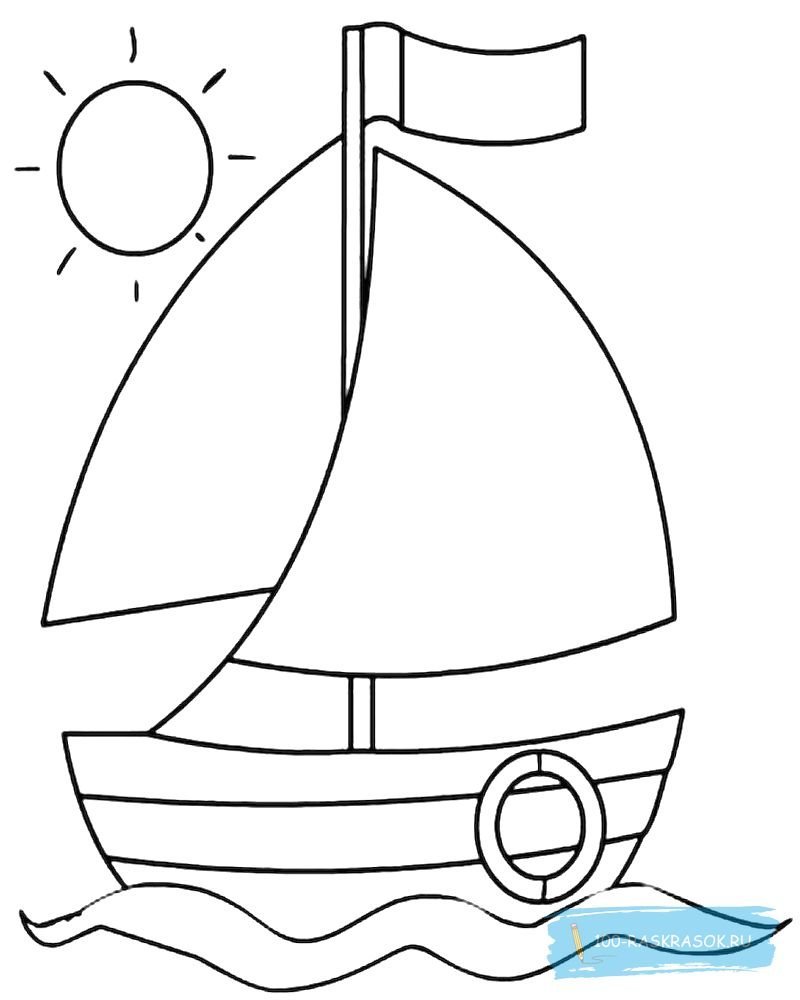 Корабль контурный рисунок для детей фото