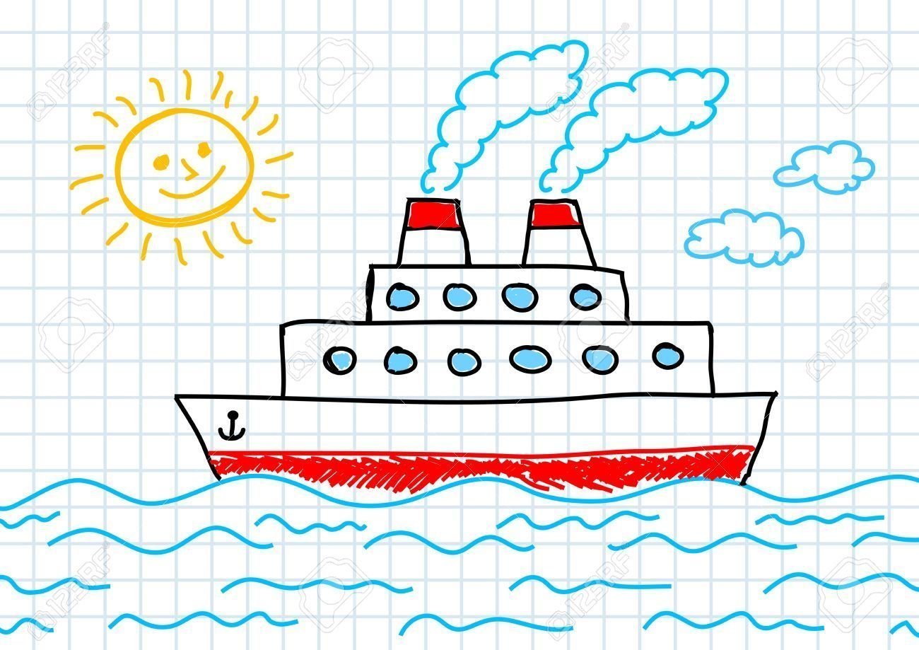 Корабль рисунок для детей карандашом поэтапно легко фото