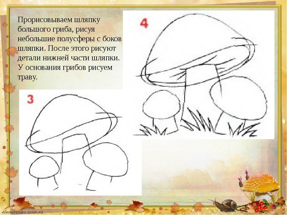 Корзина с грибами рисунок поэтапно фото