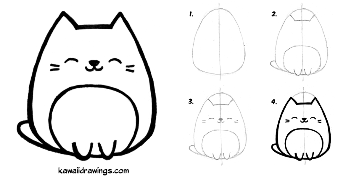 Кот рисунок простым карандашом для начинающих фото
