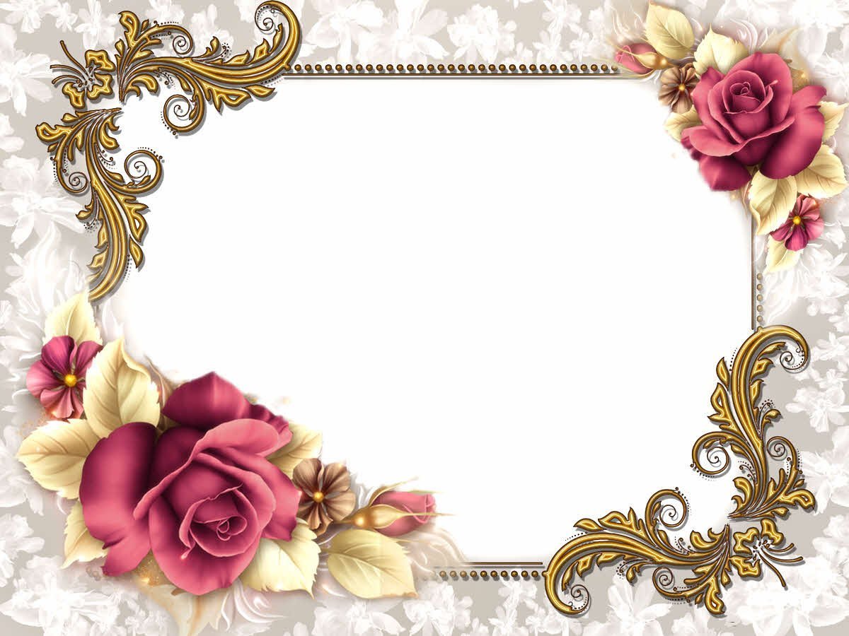 Красивая рамка с розами на прозрачном фоне фото
