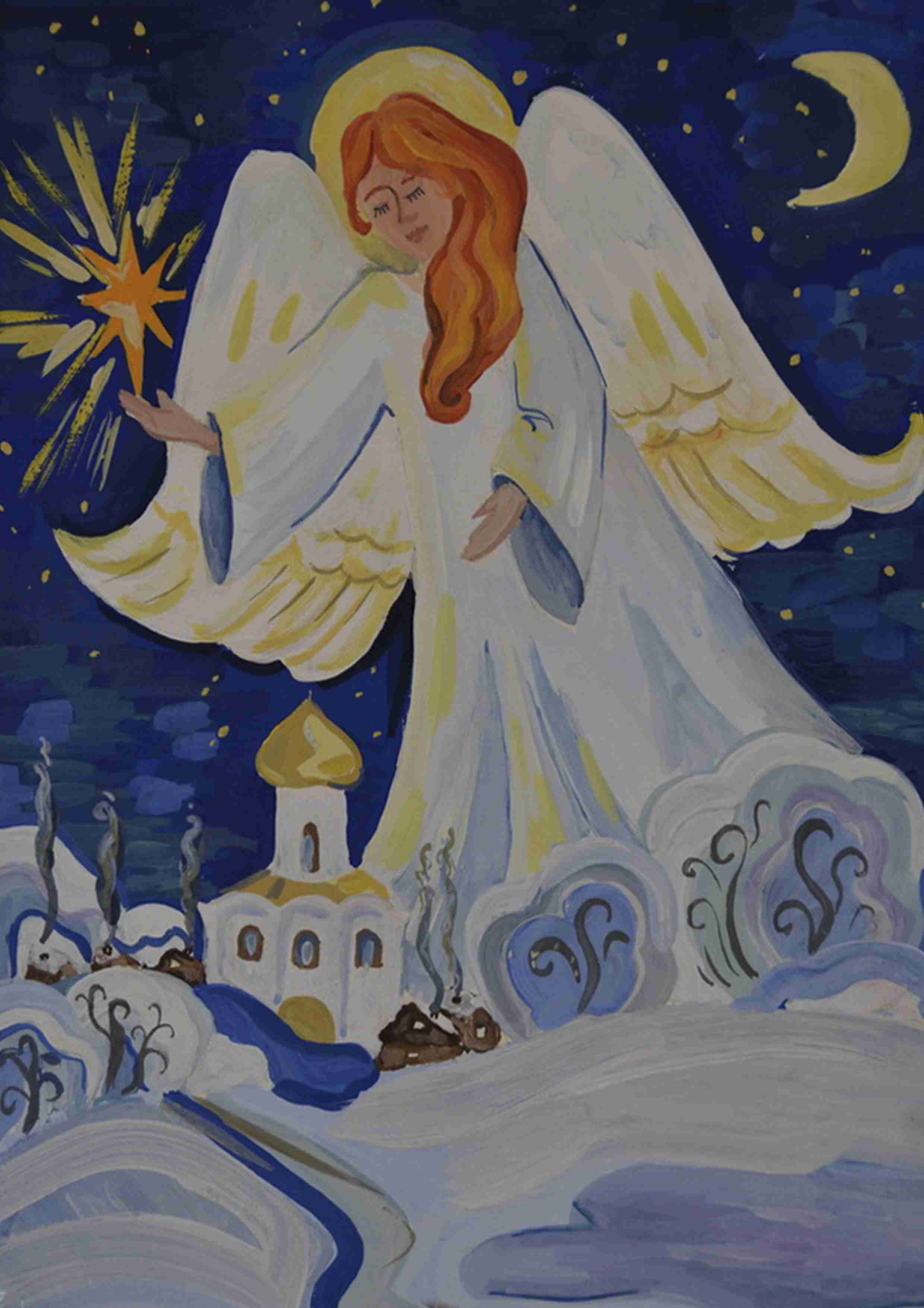 Красивый рисунок на тему рождество христово фото