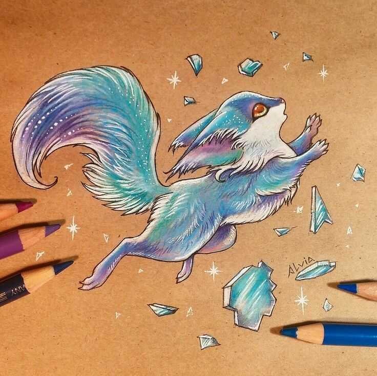 Красивые и легкие рисунки животных цветными карандашами фото