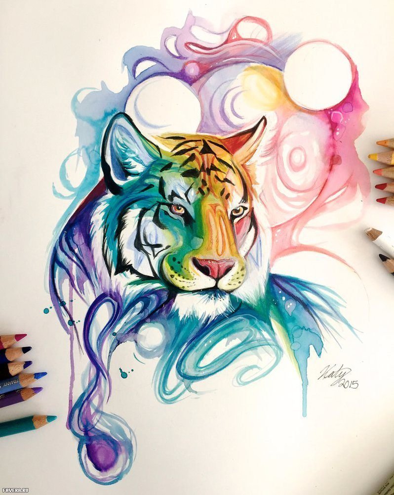 Красивые картинки рисунки цветные с животными фото