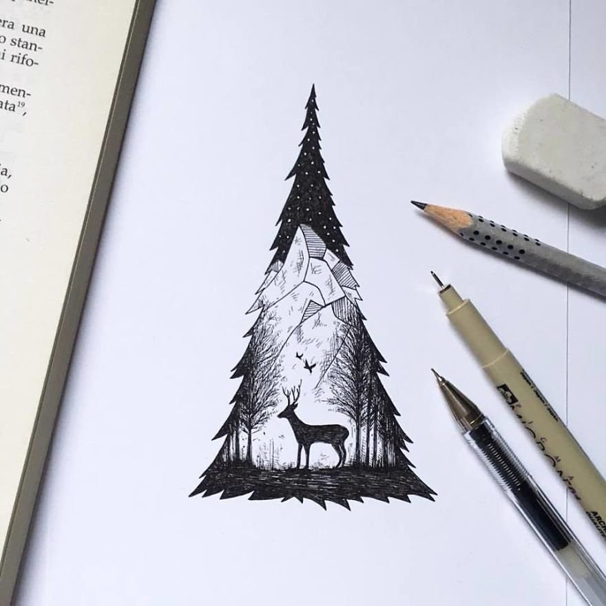 Красивые рисунки гелевой ручкой черной для начинающих фото