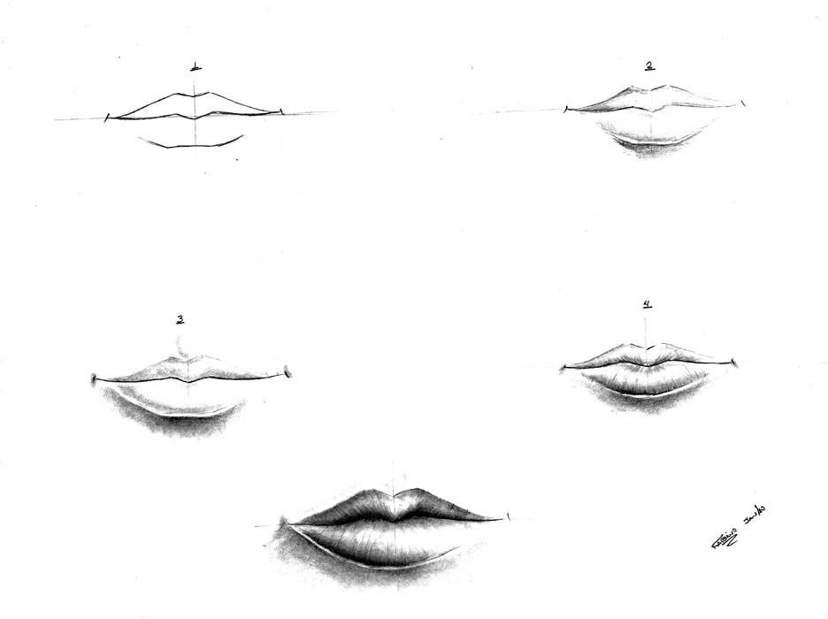 Красивые рисунки губ карандашом поэтапно фото