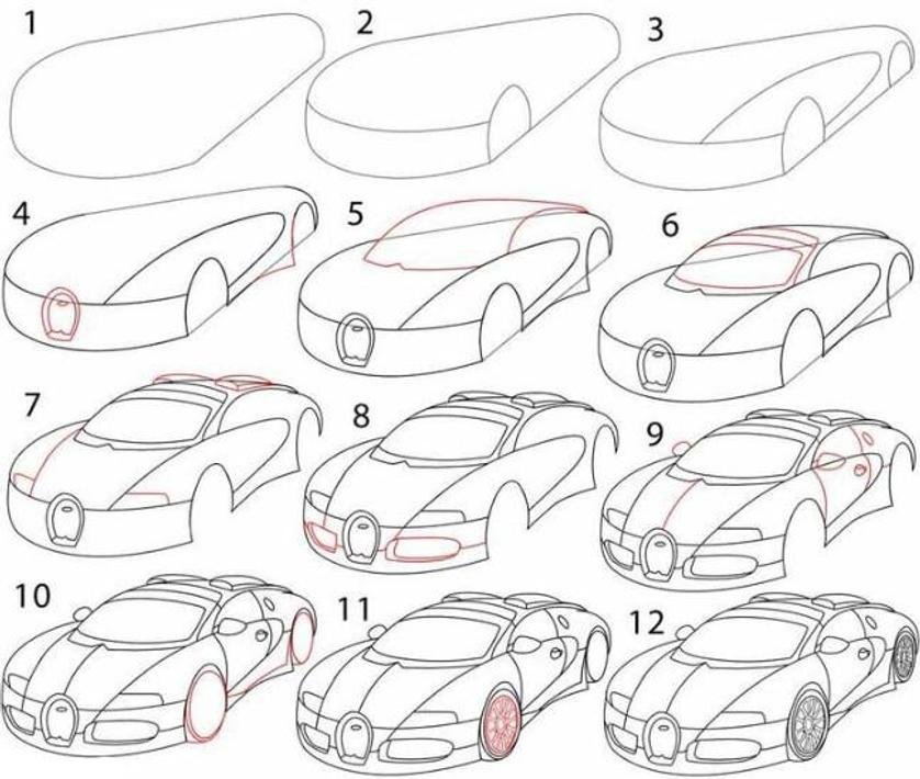 Красивые рисунки карандашом машины для начинающих фото