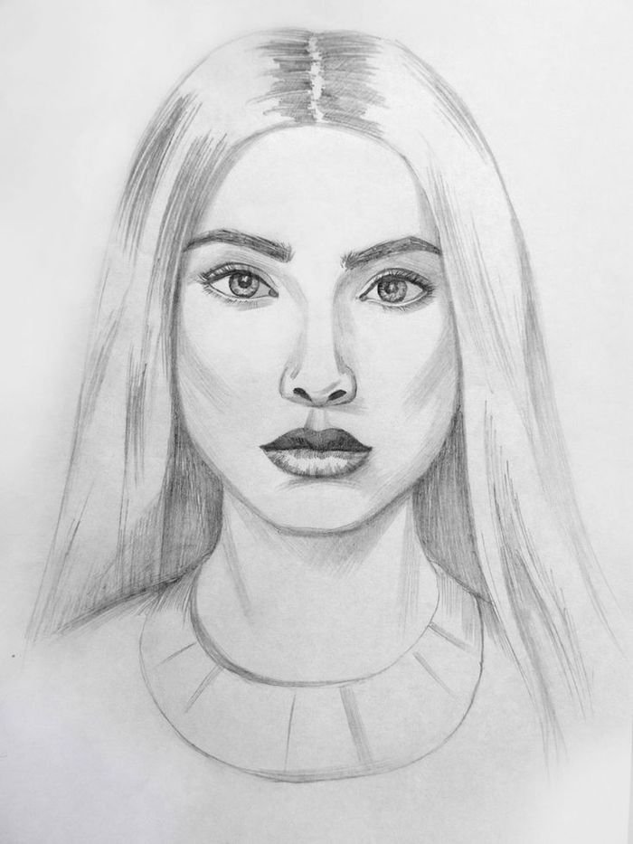 Красивые рисунки лица девушки карандашом для начинающих фото