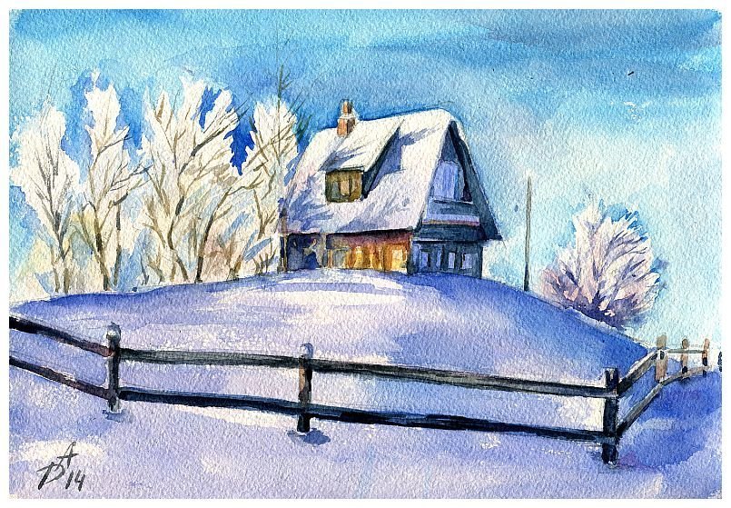 Красивые рисунки на тему зима фото