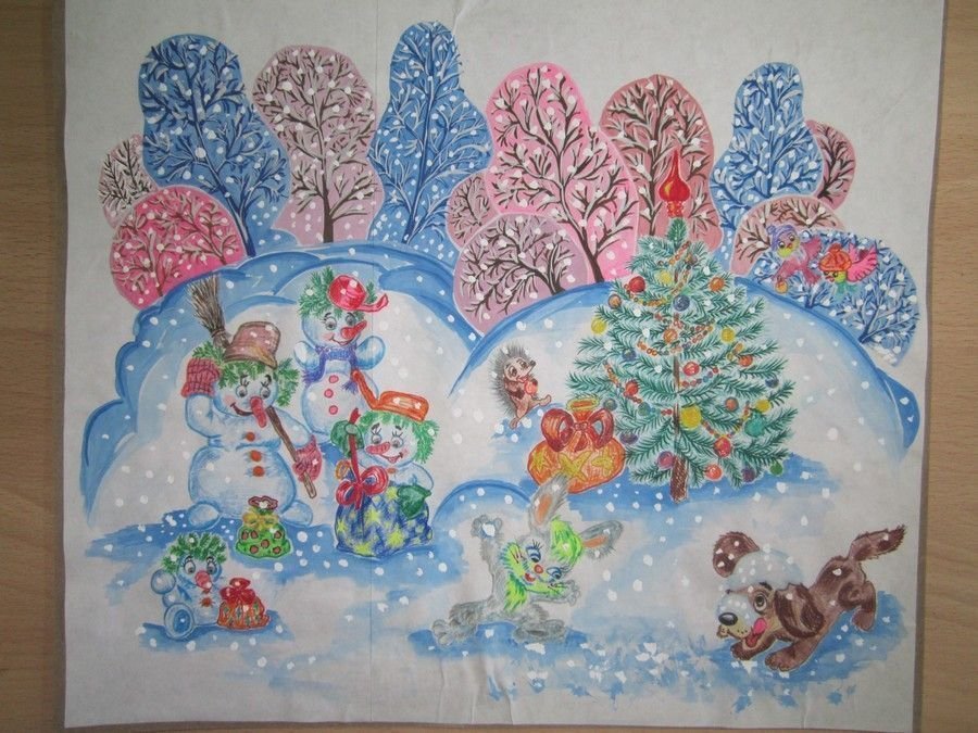Красивые рисунки про зиму для детского сада фото