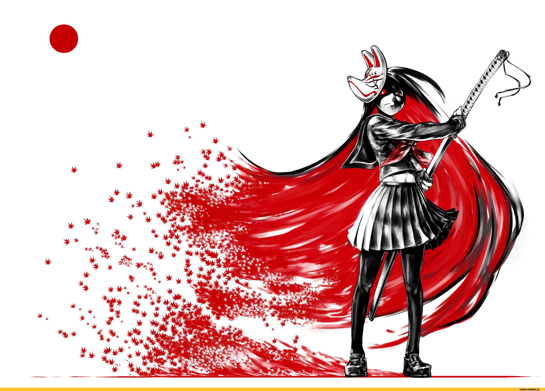 Красно черно белый рисунок аниме фото