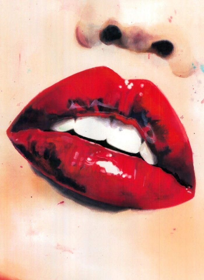 Красные губы рисунок арт фото