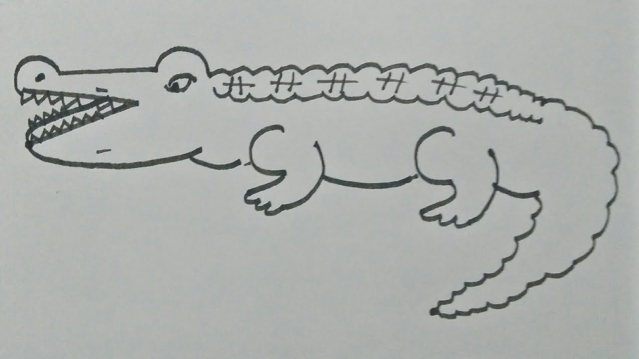 Крокодил простой рисунок для детей поэтапно фото