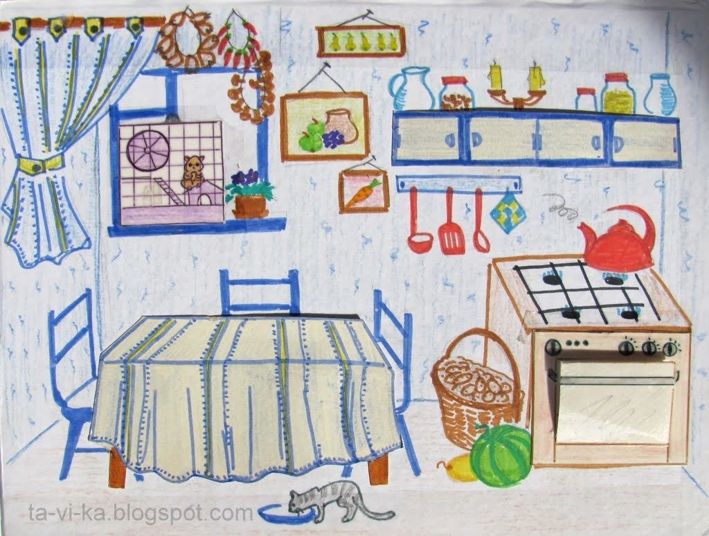 Кухня рисунок детский рисунок фото