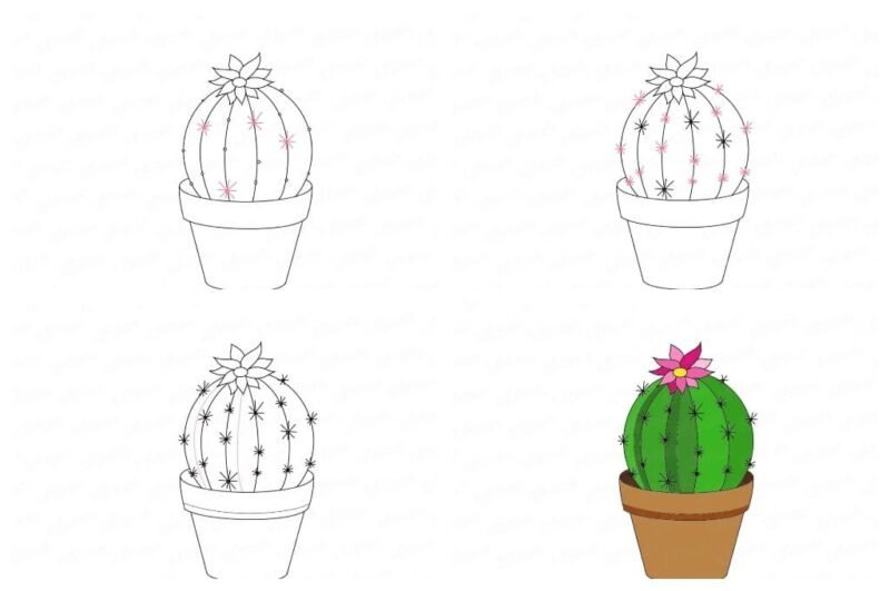 Легкие рисунки кактусов для начинающих фото