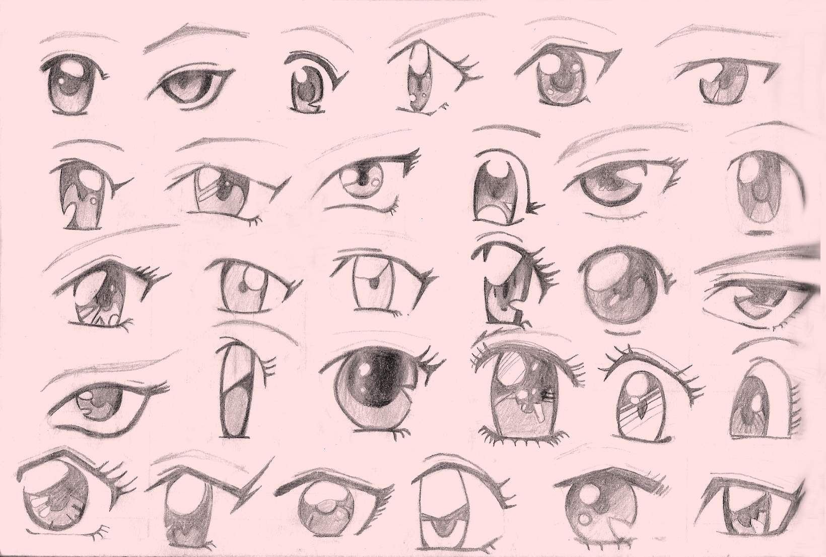 Легкие рисунки карандашом для начинающих аниме глаза фото