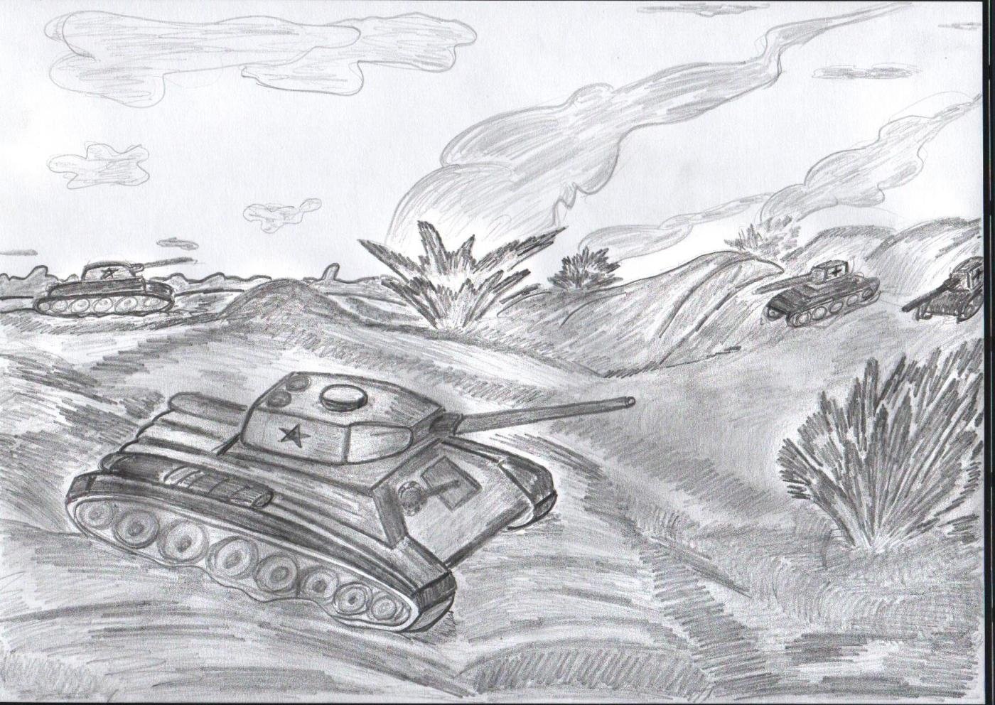 Легкие рисунки на тему война карандашом поэтапно фото
