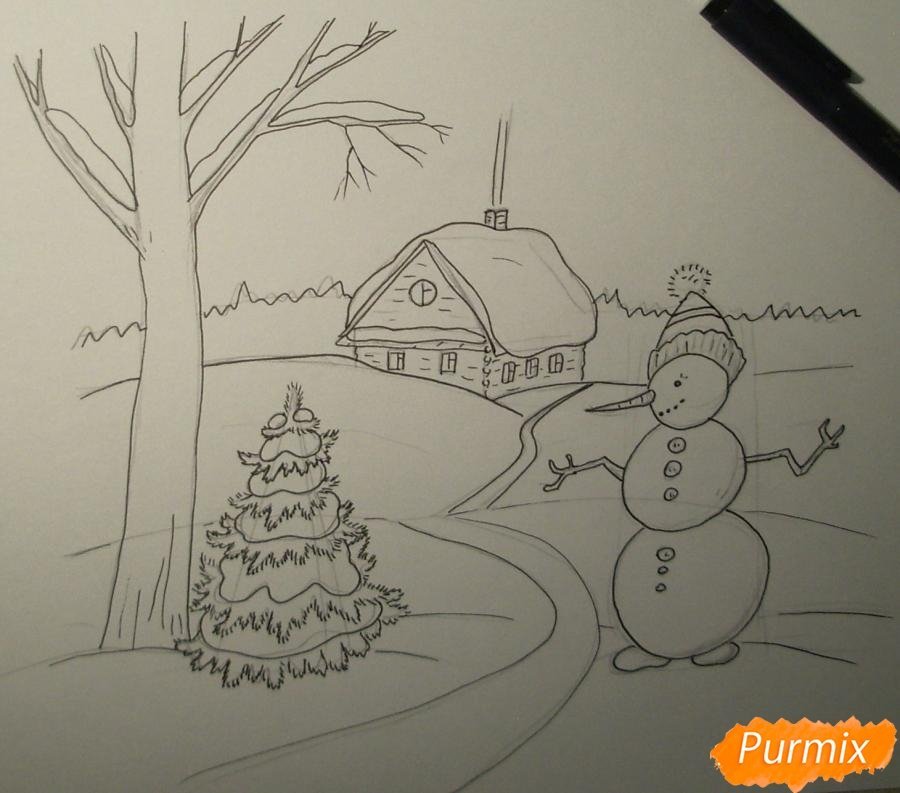 Легкие рисунки на тему зима фото