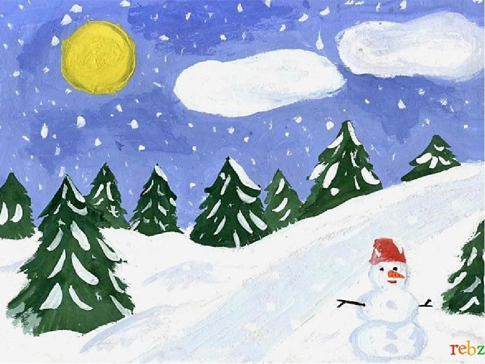 Легкие рисунки на тему зима пейзаж фото