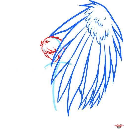 Легкий рисунок ангела с крыльями карандашом поэтапно фото