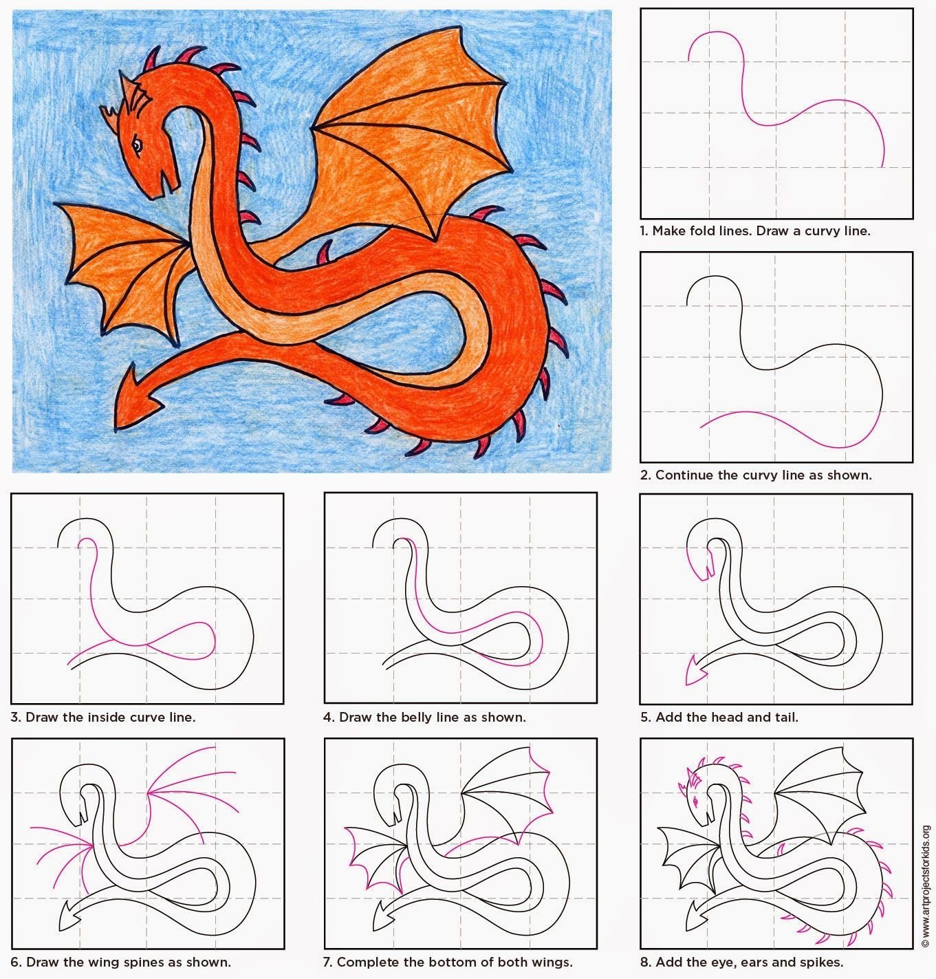 Легкий рисунок дракона поэтапно фото